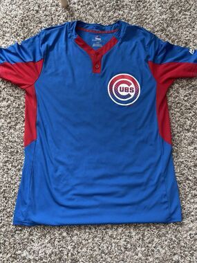 Majestic Cool Base Chicago Cubs MLB Mens Baseball Jersey Size L Blue